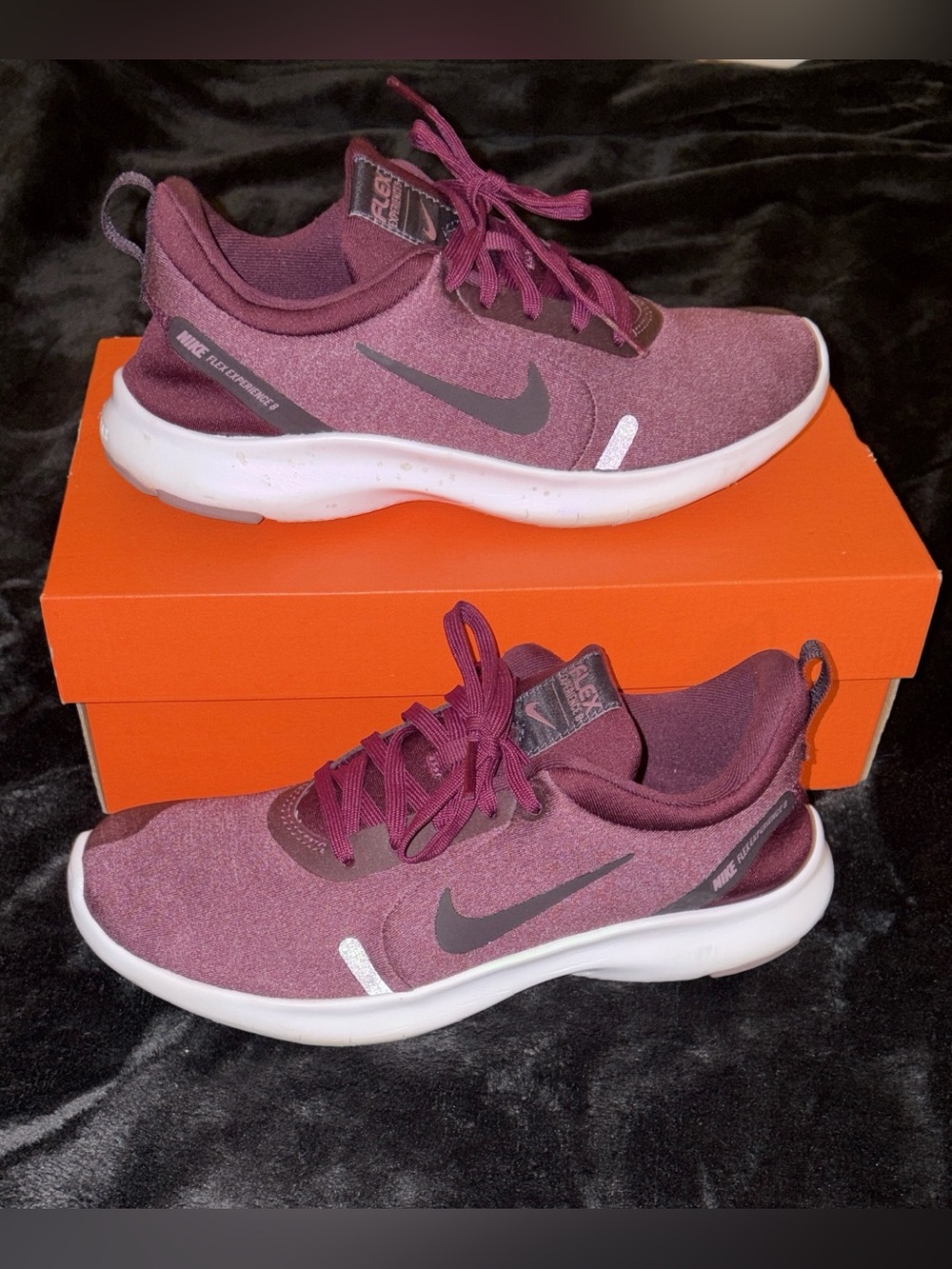 Nike Women's Maroon Slip-On Lace Athletic Sneakers with White Sole